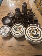 Denby Langley Mayflower Dinner Service Set 48 pieces potteryBrown1960's