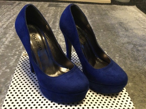 Blue faux suede platform