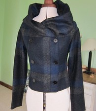 Claire Campbell High Use Womens Jacket  UK 8 / Italy  - navy/black plaid - new.