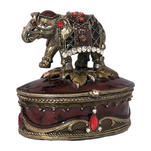 Ornate elephant trinket box - elephant,