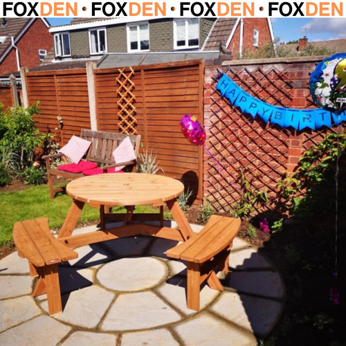Seater round wooden picnic - 6,