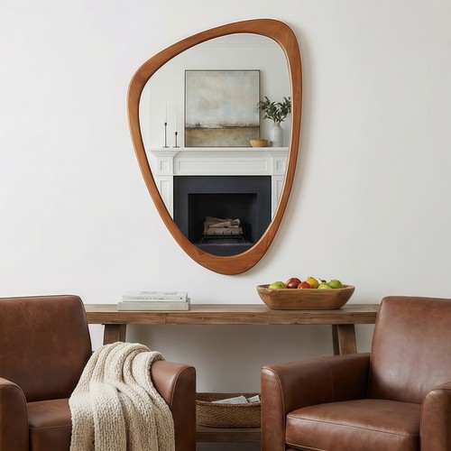 Irregular wall mirror wood - wall,