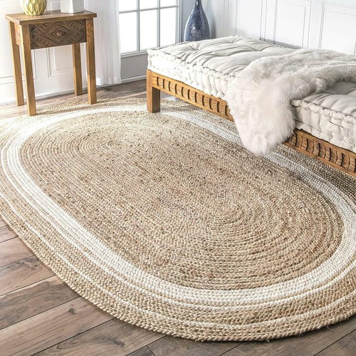 Jute rug natural carpet - rug, mat