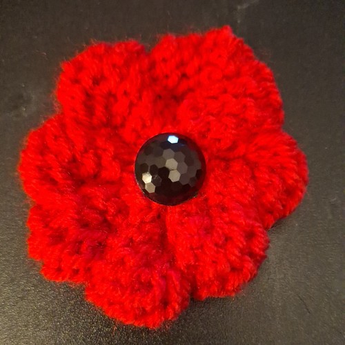 Hand knitted red poppy - ,