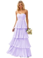 Pink Strapless Ruffle Prom