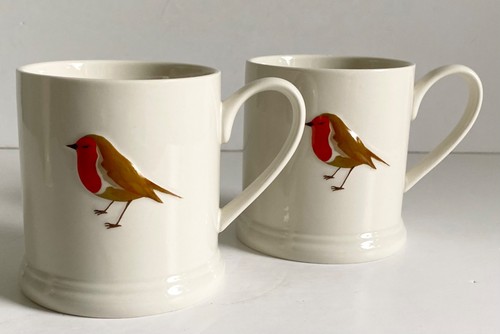 Robin mug white with - robin,