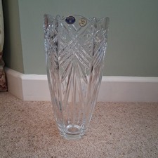 Bohemia Crystal Cut Crystal Vase Vintage - Heavy 30cm tall