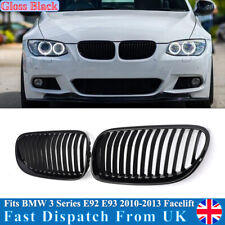 For BMW 3 Series E92 E93 2010~2013 LCI Front Kidney Grill Grille Gloss Black ABS
