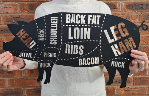 Pig butchers diagram plaque - pig, |