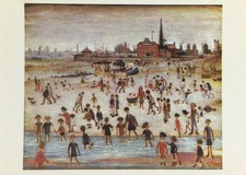 VINTAGE POSTCARD L.S. LOWRY AT THE SEASIDE UNPOSTED (#J1)