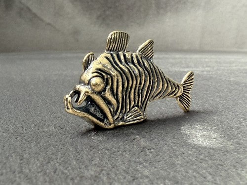 Piranha solid brass figurine - brass,