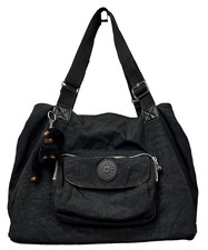 Kipling Black Baby Nylon Diaper Nappy Bag With Changing Mat & Monkey Charm