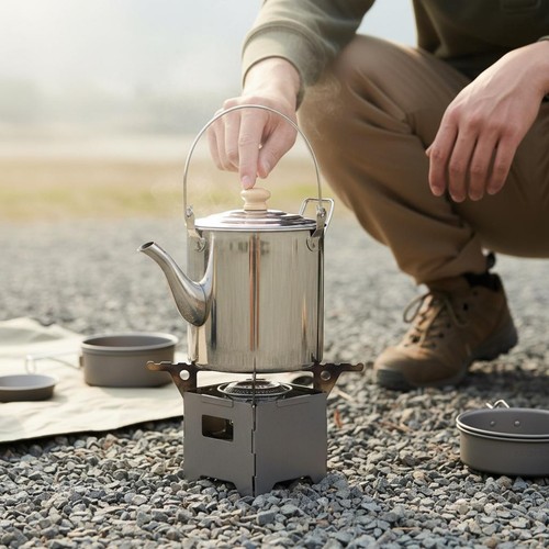 Stainless steel camping kettle - steel,