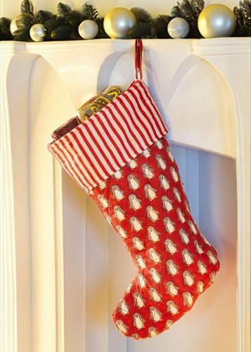 Penguin christmas stocking - christmas, red