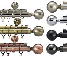 Designer Metal Double Extendable Curtain Pole Rail Rod 19/19mm Eyelet Or Rings