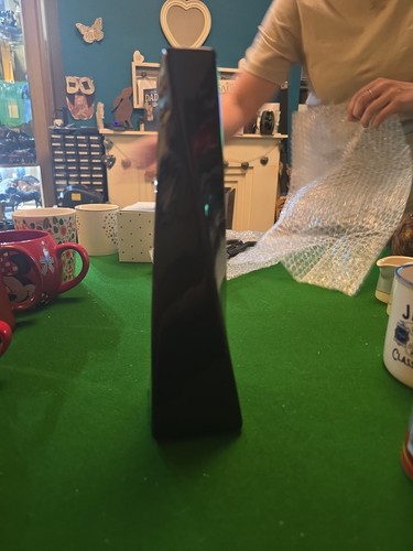 Black spiral tapered tall vase - black,