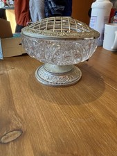 Vintage Mayell EP on Zinc Rose Bowl Crystal Cut Glass Silver Plated Base England