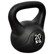 Vinyl Kettlebell 20kg Black For Fitness Weight Exercise Home Gym Workout - NEW