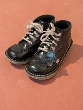 KICKERS Kids Ankle Boots SIZE 30 Black and pink sparkle 
