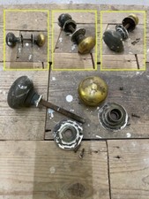 Reclaimed Old Victorian Brass and Phosphur Bronze Door Handles With Back Plates