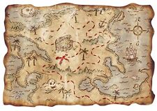 Treasure Map Pirate Wallpaper Edible Decor Icing Sheet Cake Toppers