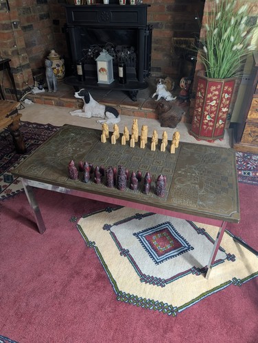 Vintage metal chess table - vintage,