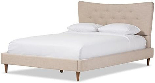 Beige queen platform - platform, bed