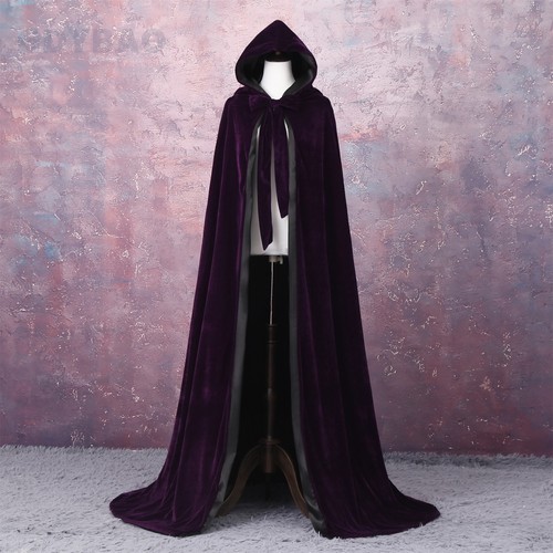 Wine red black velvet - , hooded