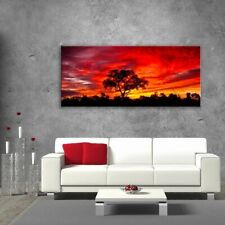 Wall Art Glass Print Digital Picture Unique Decor Tree Red Sky Sunset Any Size