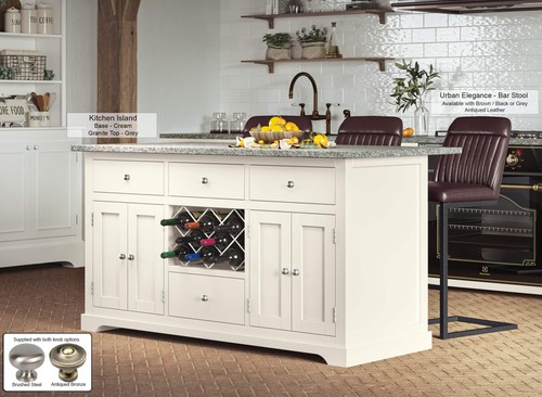 Cream kitchen island with grey - cream,