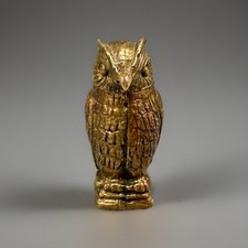 Antique brass owl vesta case - antique,