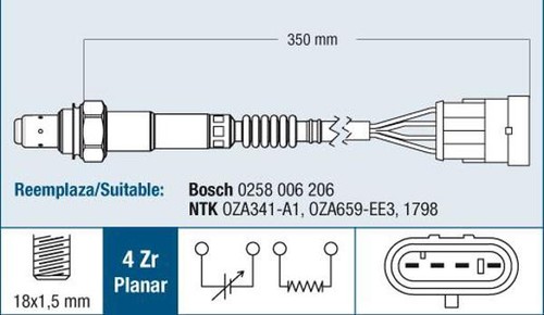 258 006 206 oxygen - 0, sensor