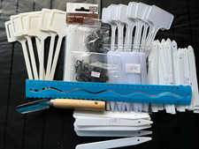 Strong Reuseable White Plastic T/Stick Plant Labels 5"/6" Clips/Rings/Trowel Job
