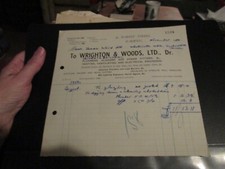 Wrighton & Woods Ltd, Market Street, Darwen 1950 invoice Messrs Isaac Ward Ltd
