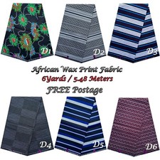 African Wax Print PolyCotton Fabric Sewing Crafting Material 6 Yards