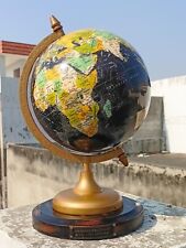 8'' Black Ocean Globe – Handmade Vintage Style, Wooden Base, Desk/Tabletop Decor