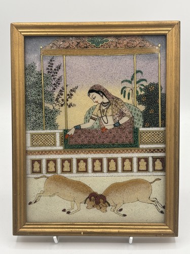 Framed hand painted mughal - hand,