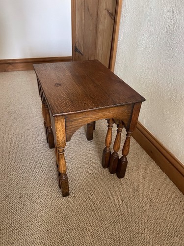 Oak wood nest tables set - wood, of