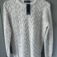 Ladies Women Knitted Crew Neck Long Sleeve Cable Knit Jumper Chunky Sweater Top