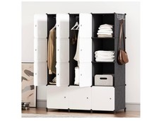 JOISCOPE Portable Wardrobe for Bedroom 12-Cube Storage White and Black
