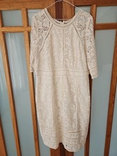Monsoon Lace Dress Cream Size
