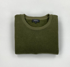 Men's Khaki Green APC Sweatshirt Medium M Crewneck Pullover Textured Knit B