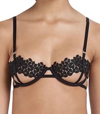 Bluebella Everly Bra Black Open Cup 30DD Underwired Cage Crochet Floral 41246