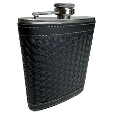 Black Woven Leather Stainless