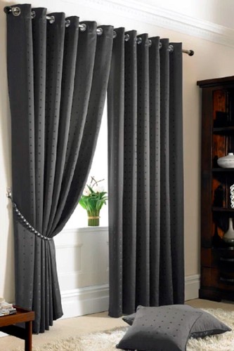 Pair curtains charcoal - of, grey