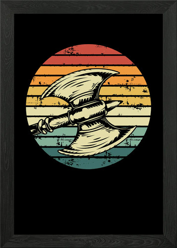 Viking axe retro sun - , framed
