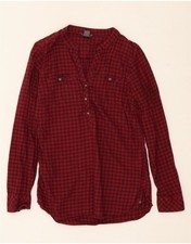 EDDIE BAUER Womens Pullover Shirt UK 6 XS Red Check Cotton CT04