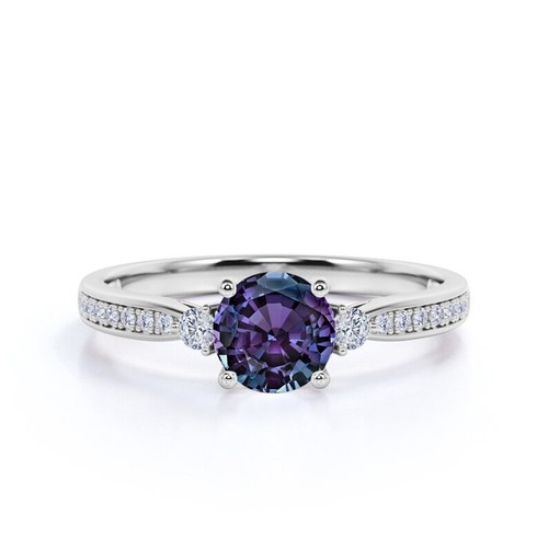 Round cut alexandrite ring - alexandrite,