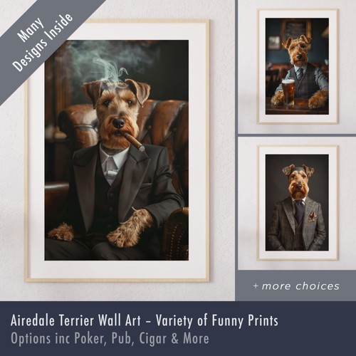 Airedale terrier print - airedale,