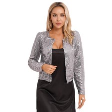 Women Glitter Sequin Blazer